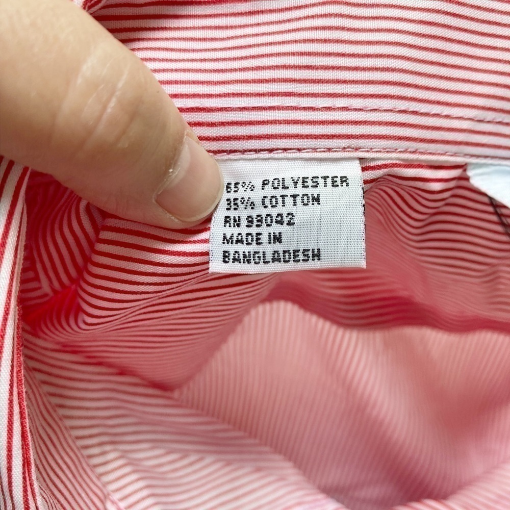 Las Olas Red and White Striped Button Down Long Sleeve Shirt with Embroidery - Picture 12 of 12